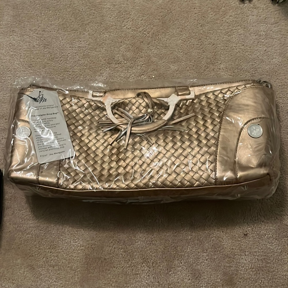 Joy Mangano Drop bag tan/gold NWT